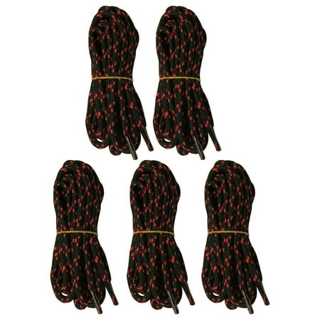 

B&Q 5 Pairs 5mm Thick Heavy Duty Black Red Spot Hiking Work Boot Laces Shoelaces Strings Replacement for Men Women 39 40 48 54 55 60 63 72 Inches