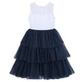 thumbnail image 3 of iiniim Tiered Mesh Skirt Kids Girls' Princess Holiday Party Wedding Prom Gown Flower Dress, 3 of 7