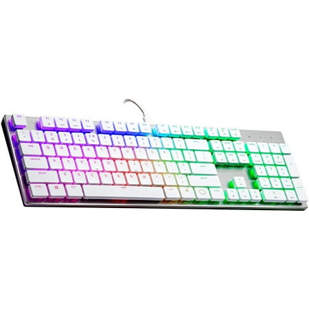 Cooler Master SK650 White Limited Edition Mechanical Keyboard with Cherry MX Low Profile RGB Switches in Brushed Aluminum Design, Full