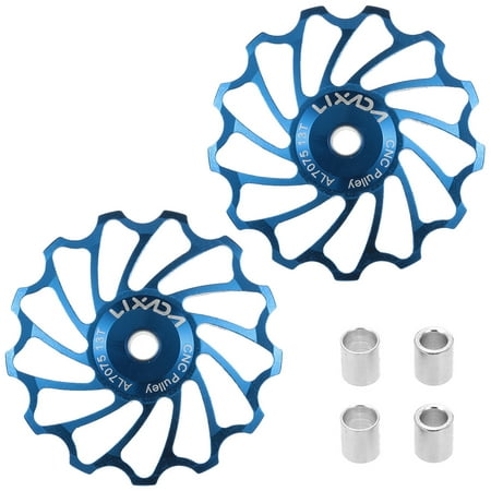 Lixada 2pcs MTB Road Bike Ceramic Pulley 7075 Aluminum Alloy Rear Derailleur Guide Cycling Ceramics Bearing Jockey Wheels