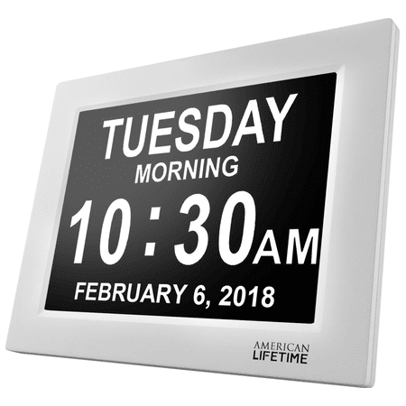 [Newest Version] American Lifetime Day Clock - Extra Large Impaired Vision Digital Clock with Battery Backup & 5 Alarm Options -