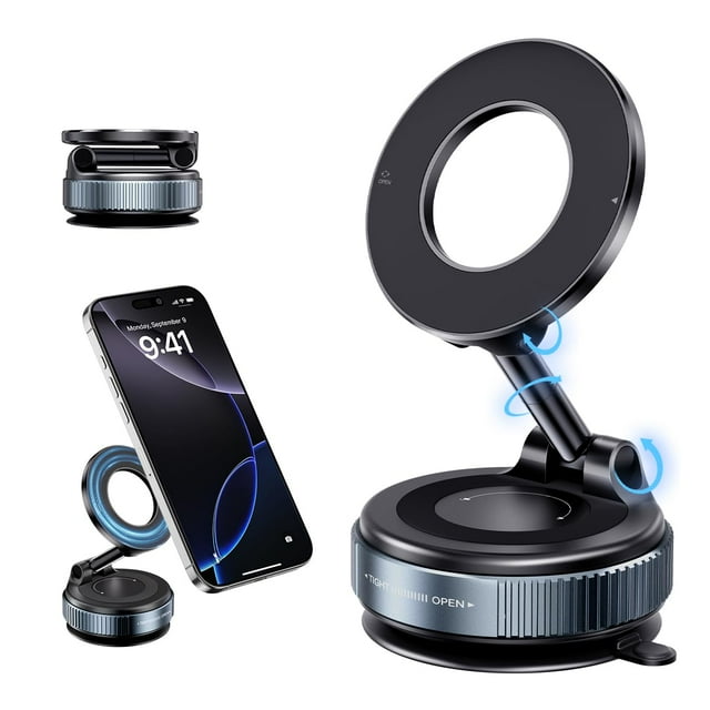 XO Simple is Beauty Vacuum Suction Magnetic Phone Holder, Strong Suction Magnetic Car Phone Holder Mount Foldable Phone Stand for iPhone16/15/14/13/12, Mirror/Glass/Screen(Not Charge Phone)