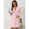 thumbnail image 2 of DARING DIVA Women's Waffle Bathrobe Soft Kimono Spa & Bath Mid-Length Robes M Pink, 2 of 6