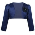 thumbnail image 1 of Boléro à Fleurs 3D à Manches Longues pour Filles, Robe de Mariage, Couverture, Cardigan Court Bleu Marine 140, 1 of 7