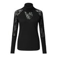 thumbnail image 4 of Okbop Tops,Fashion Turtleneck Long Sleeve Cotton T-Shirt Casual Lace Womens Plus Size Blouses White Sweatshirt Women, 4 of 6