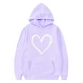 thumbnail image 5 of WQNVRNR Kids Valentine's Day Hoodie- Long Sleeve Fleece-Lined Heart Casual Sweatshirt with Pocket Purple Size 5, 5 of 6