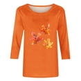thumbnail image 4 of VKOYWKM Thanksgiving Shirts for Women 3/4 Sleeve Blessed Tops Pumpkin Graphic Tees Casual Crewneck Thankful T Shirts Halloween Shirt, 4 of 4