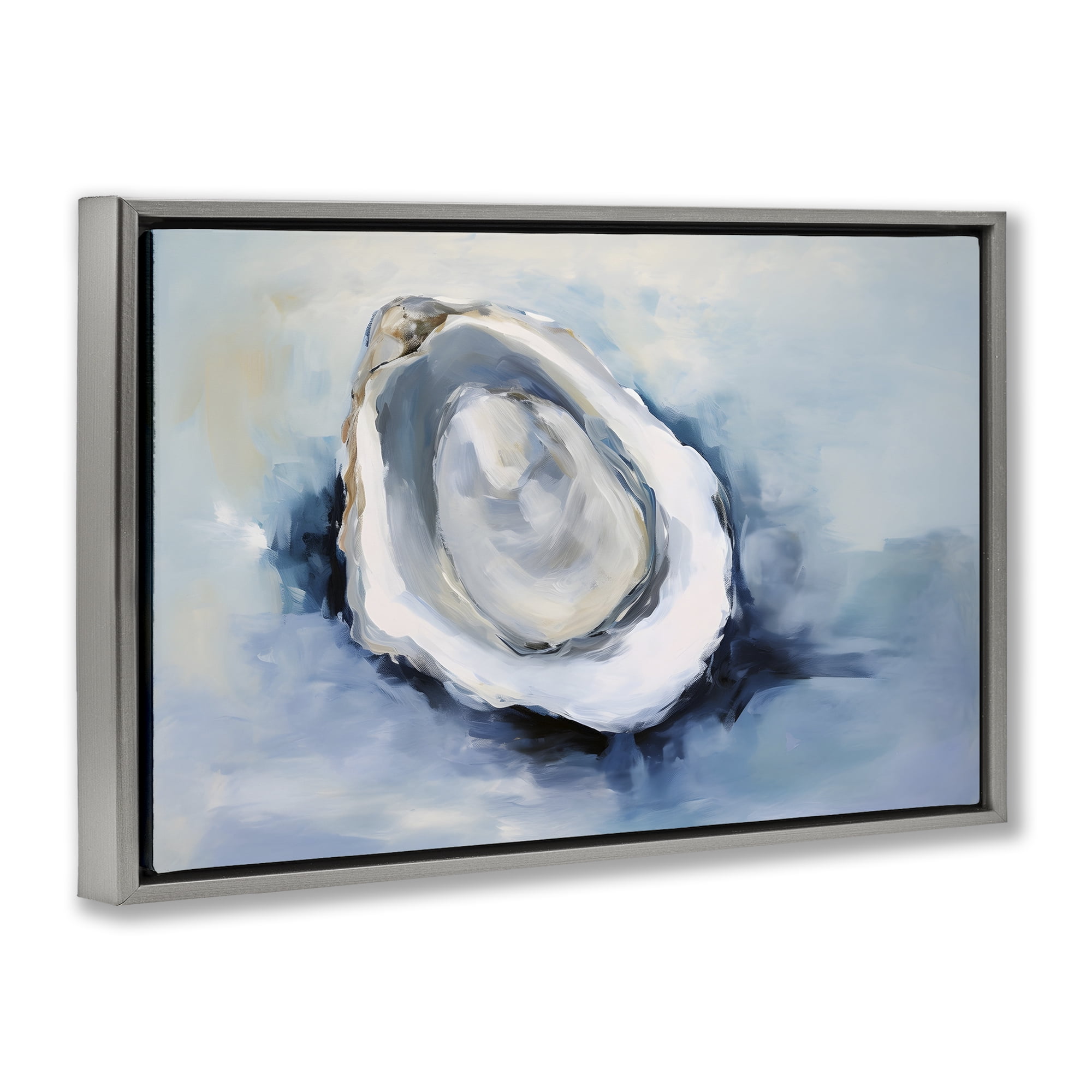 Stupell Industries Traditional Mollusk View Nautical & Beach Painting Gray Floater Framed Canvas Art Print Wall Art, 31 x 21