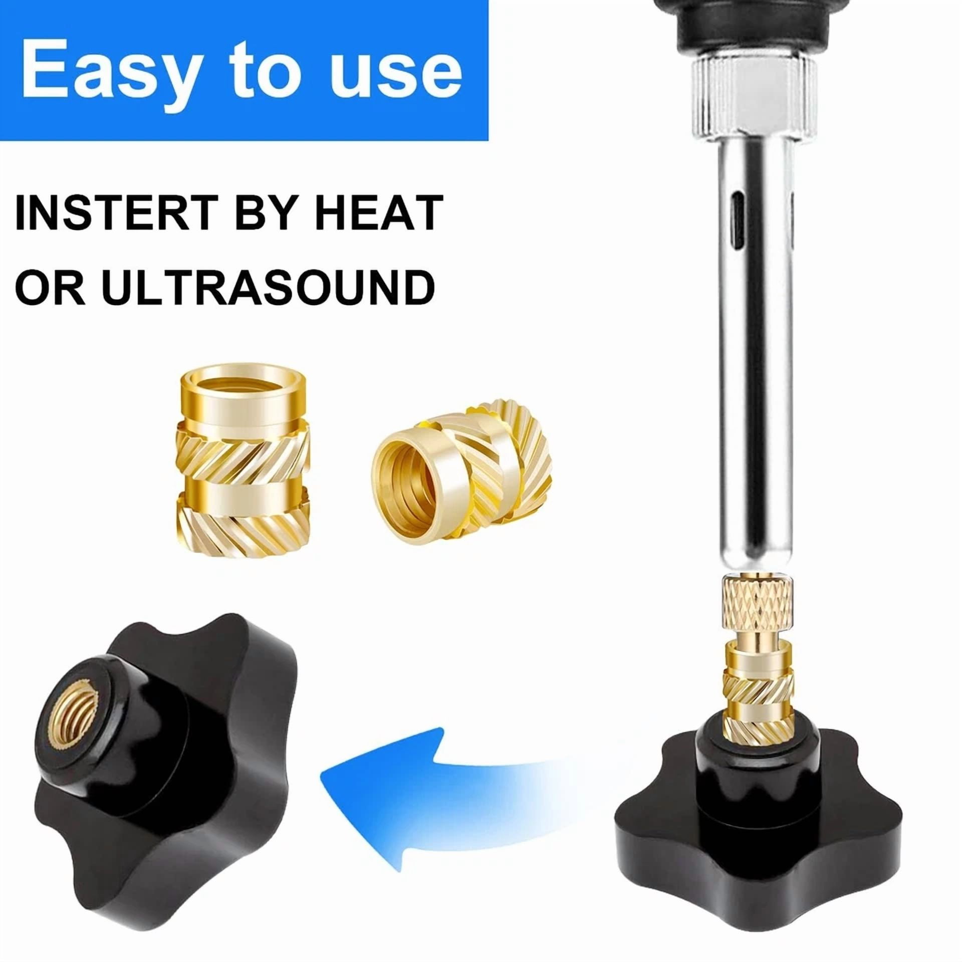 RHEA- 100 Pcs Knurled Threaded Insert Nuts,M3 Brass Heat Set For 3D Printer,Laptop