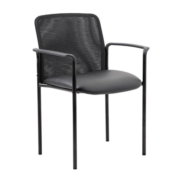 Boss Office Products Stackable Mesh Back/Caressoft Seat Guest Chair, Black