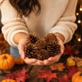 thumbnail image 4 of Natural Fall Pinecones Decor 12 Pcs Artificial Autumn Pine Cone Ornaments Halloween Rustic Table Filler Accents with Authentic Texture for Festive Holiday Display on Fireplace Mantel, 4 of 4