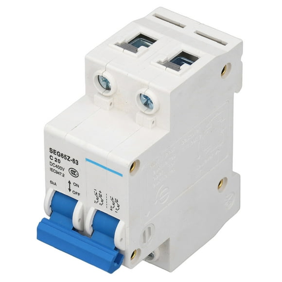 "2P 20A DC Solar Circuit Breaker - 6KA 400V Flameproof ABS Switch for PV/Wind Systems with Overload & Short Circuit Protection"