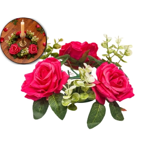 Small Candle Ring Wreath Fake Peony Artificial Flower Wedding Centerpieces 5.9 inch Center for Tables Spring Summer Wreath for Front Door Weddings Bouquet Party Decor