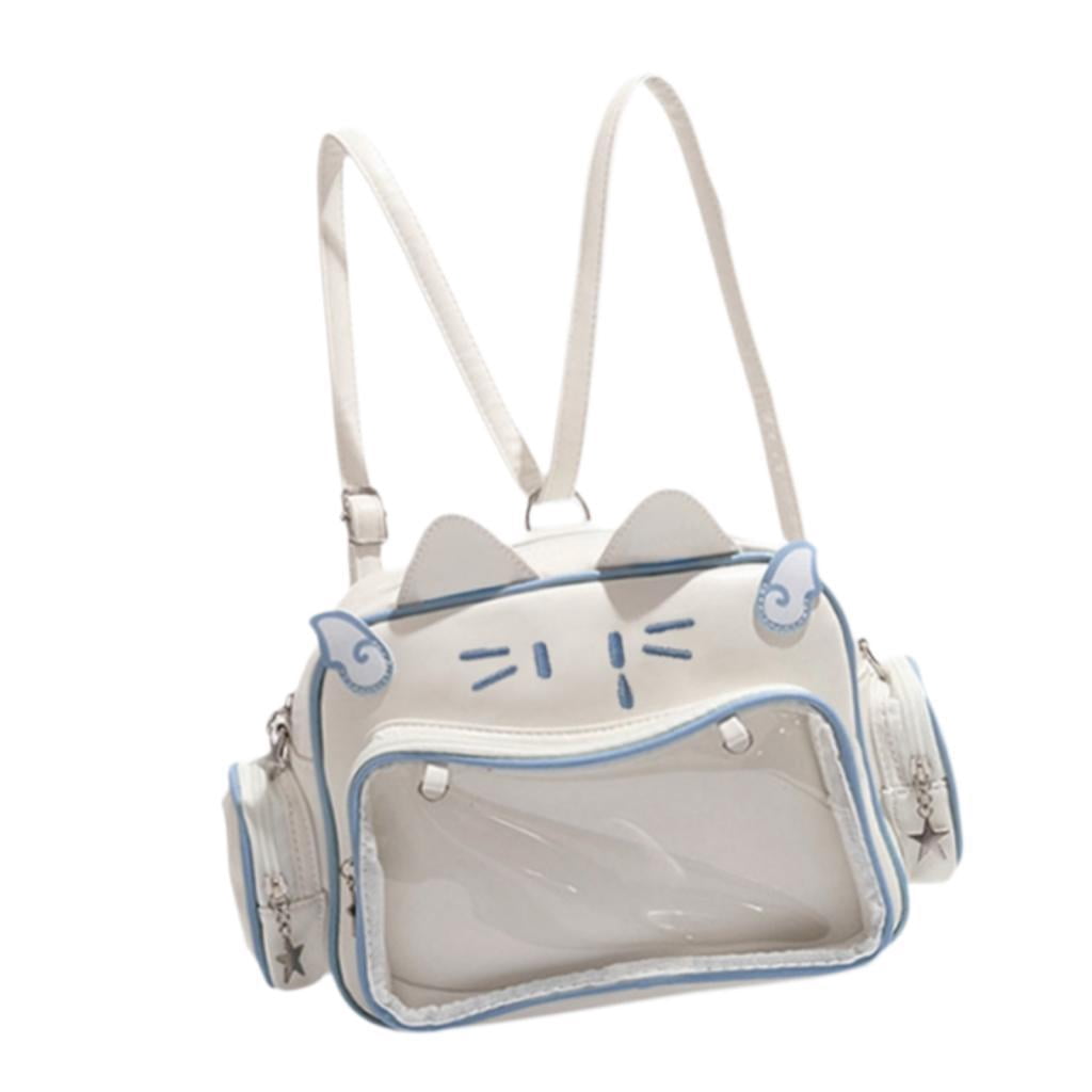 Wxqbjtam Cat Ita Bag DIY Cute Adjustable Strap Tote Bag PU Leather Women Shoulder Bag for Blue