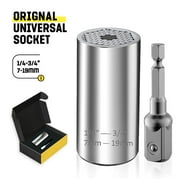 Universal Socket + Snowflake Multitool Gifts for Men Dad - 2 Pack, Socket Set with Power Drill Adapter Cool Stuff, Super Universal Socket Grip Gadgets for Men, Tool for Men Women Husband (Sliver)