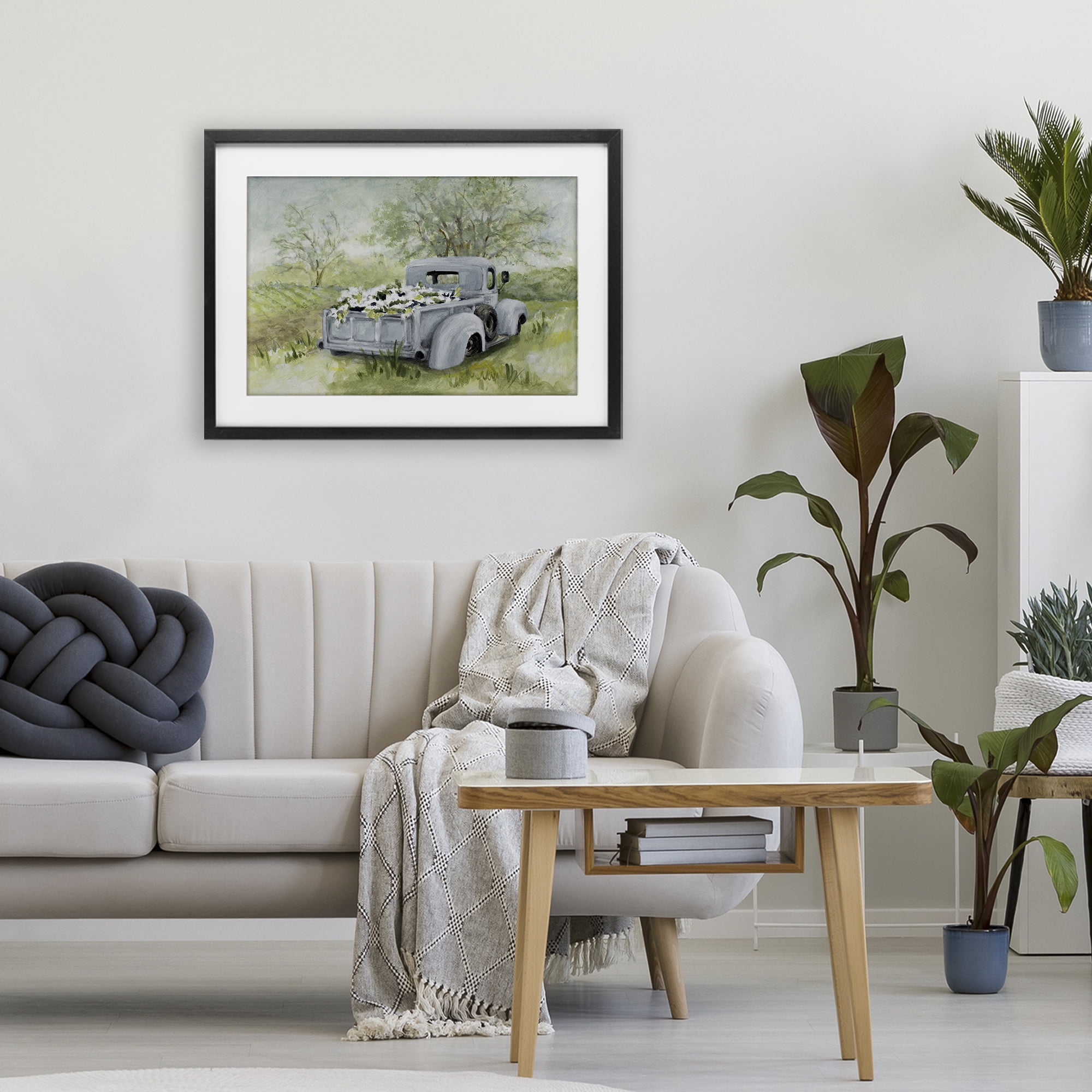 Stupell Industries Vintage Blue Truck Flower Sale Black Framed Print Under Glass, design by Lanie Loreth