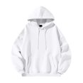thumbnail image 4 of Cuoff Hoodies Sweatshirt Winter Loose Casual Solid Color Loose Casual Hoodies for men White 3X, 4 of 4