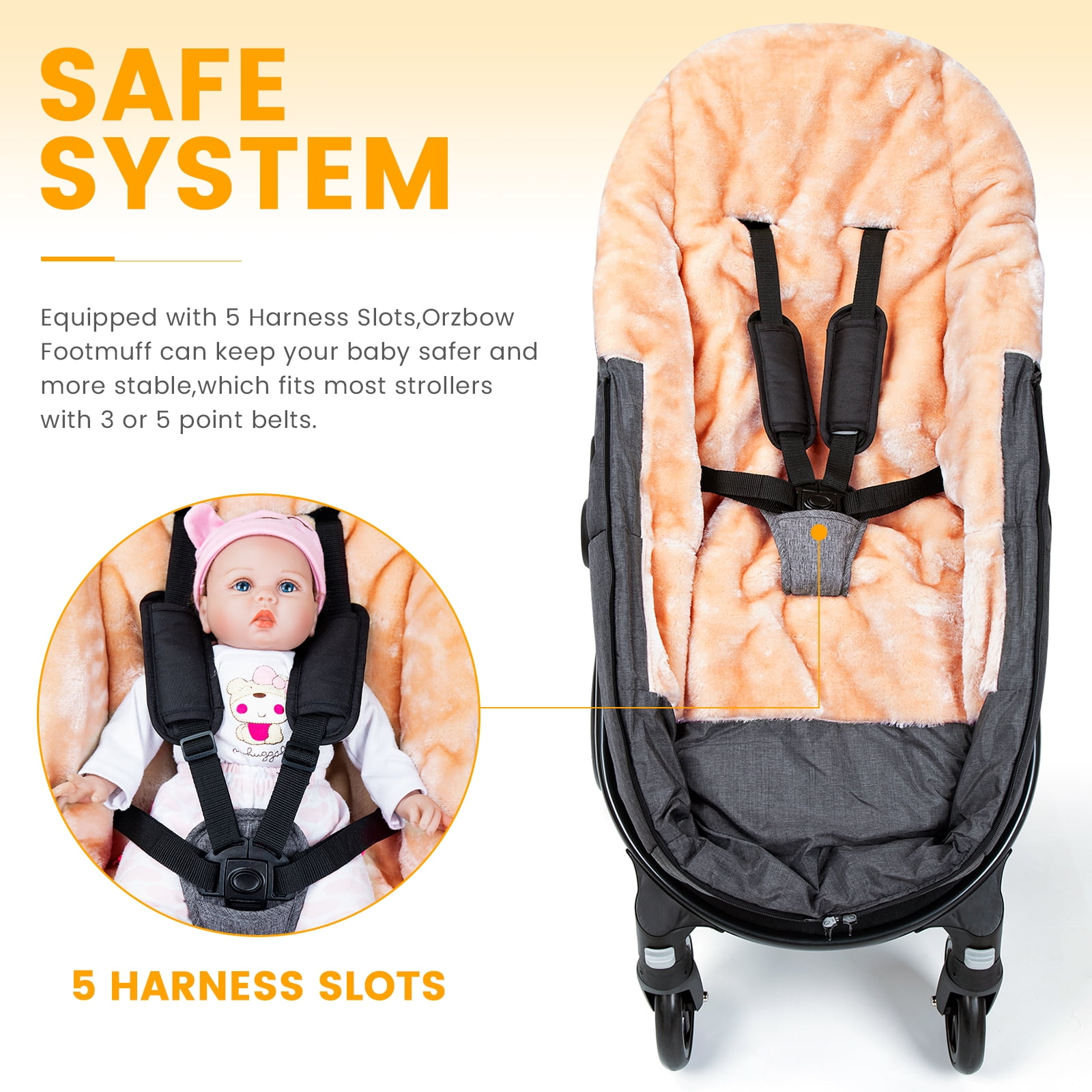 Orzbow Wool Warm Bunting Bag Universal,Suitable below 5 ℃,For Alaska,Stroller Sleeping Bag Cold Weather,Waterproof Toddler Footmuff,Dark Grey