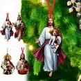 thumbnail image 7 of Summercome Jesus Hugging Animals Christmas Ornaments, Embracing Animals Christmas Ornament Acrylic Flat Pendant Xmas Commemorative Pendant, 7 of 7