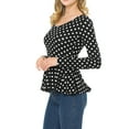 thumbnail image 3 of SSOULM Women's Long Sleeve Stetchy Knit Ruffle Hem Peplum Blouse Top with Plus Size, 3 of 5