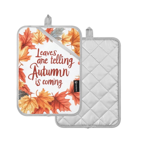 Yayeee Pot Holders Kitchen Heat Resistant with Pocket 7"x9.8" Cotton Oven Cooking Hot Pads, Leaves Pattern