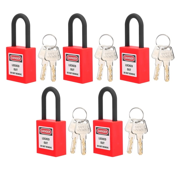 Loto Candado, 5 Juegos de Candado de Seguridad Loto de Bloqueo, Candado de Bloqueo de Nailon, Diseñado a Prueba de Polvo, Candado de Seguridad para Sitios Industriales, 38 Mm(rojo) EOTVIA No