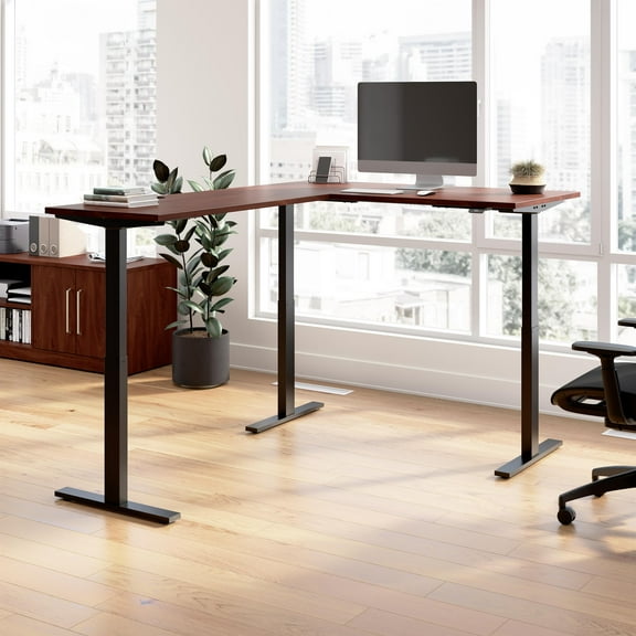 Move 60 Series 60W L Shaped Standing Desk in Hansen Cherry - Engineered Wood
