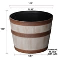 thumbnail image 4 of Better Homes & Gardens 12.9" x 12.9" x 10" Whiskey Barrel Light Brown 100% Recycled Resin Planter, 4 of 9