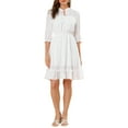 thumbnail image 1 of INSPIRE CHIC Vestido A-Line de Chifón con Mangas 3/4 y Volantes en Capa Color Blanco, 1 of 8