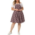 thumbnail image 2 of Unique Bargains Women's Plus Size Overall Pinafore Adjustable Straps Swing Short Dress 3X Red White, 2 of 6