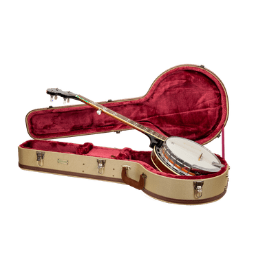 Crossrock Master Series - Wooden 5-string Resonator styles of Banjos Case - Security Lock, Genuine Leather Handle, Reinforced Hardware, Metal Feet, Storage Space- Fabric Tweed
