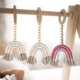 thumbnail image 5 of Boho Rainbow Wood Beads- Baby Teething Toys Wood Toys Wooden Teether Ring Natural Crochet Bead Chew Toy-(beige), 5 of 5