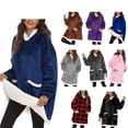 thumbnail image 2 of Sudadera con capucha de gran tamaño para hombres y mujeres, manta de TV con mangas, Sudadera con capucha de lana, pijamas de invierno y otoño, bata de dormir con capucha, 2 of 4