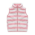thumbnail image 1 of Vestes pour Filles Tout-Petits Sans Manches à Rayures à Fermeture Éclair Chaudes d'Hiver Roses Mignonnes Hauts d'Automne pour Filles, 4-5 Ans, 1 of 5