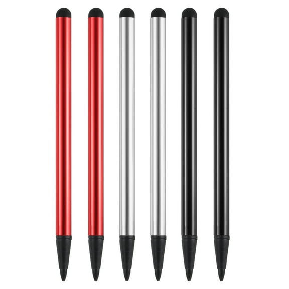 6pcs 2 in 1 Phone Touch Screen Pen Resistive Stylus Pen Aluminum Alloy with Resistance Capacitive Tips