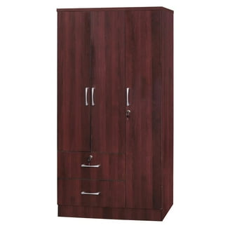 Hodedah 2 - Door Wardrobe with 4 - Shelves, Chocolate - Walmart.com