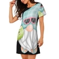 thumbnail image 2 of Fotbe Summer Gnome,Cute Gnome Pattern Women's Cotton Nightgown Sleepwear Short Sleeves Shirt Casual Print Sleepdress, 2 of 6