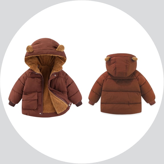 Baby Girls Winter Coat,Baby Boys Puffer Coat Cute Bear Ear with Hoods Thicken Windproof Zipper Warm Outwear for Kids Baby Boys Warm Outerwear Baby Winter Clothes