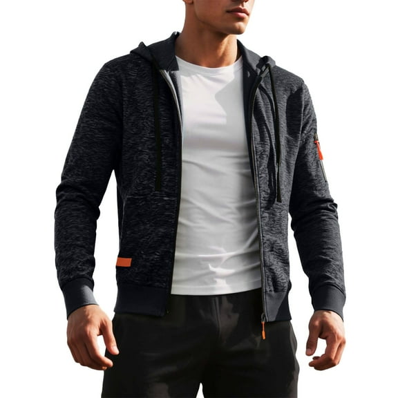 sususu Mens Hoodies Pullover Casual Sports Hooded Cardigan With Embossed Design For Fitness And Leisure,Black,S