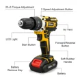 thumbnail image 4 of Gisam Cordless Impact Drill Electric Screwdriver Rechargeable Handheld Hammer Drill Power Tool 25 3 Torque Driver Li-ion Battery, 4 of 7