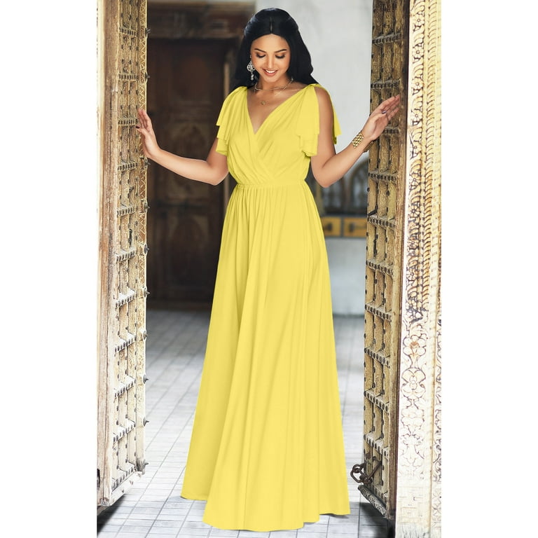 KOH KOH Long Bridesmaid Wedding Guest Sleeveless V-Neck Full Floor