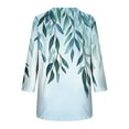 thumbnail image 6 of JTZGDY Womens 3/4 Sleeve Tops Dressy Casual Floral Printed Fall V Neck Outfit Graphic T-Shirts Trendy 2025 Basic Ruched Pleated Fall Tunic Blouse for Leggings Green#01 XL, 6 of 7