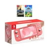 New Nintendo Switch Lite Coral Console Bundle Bundle with 2 Games: The Legend of Zelda: Breath of the Wild, and The Legend of Zelda Link's Awakening. 2020 Latest Console and Games!