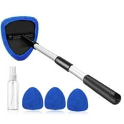 Dinfu Car Windshield Cleaner Kit, Expandable Car Window Cleaner with 4 Reusable Microfiber Pads