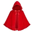 thumbnail image 6 of Hvyesh Womens Velvet Little Red Riding Hood Cape Halloween Christmas Short Cloak Fairytale Costume, 6 of 8