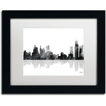 Trademark Fine Art "Detroit Michigan Skyline BG-1" Canvas Art by Marlene Watson, White Matte, Black Frame