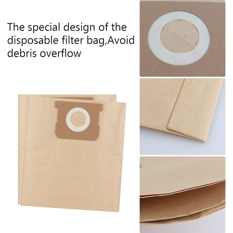 10+2 Pack Shop Vac Bags & Filters - Compatible With Stanley & Porter-Cable Vacuums