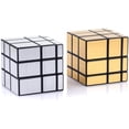 thumbnail image 1 of Mirror Cube Set, Mirror Blocks 3x3x3 Mirror Speed Cube Set Bundle Mirrored Cube Pack Puzzle Toys Silver Gold Pack of 2, 1 of 4