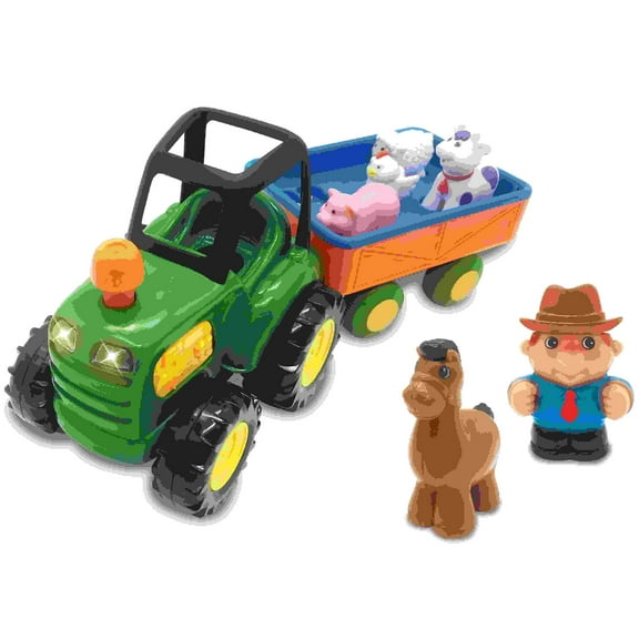 Kiddieland: Light N' Sound: Farm Tractor - Vehicle & Animal Toy Playset, 5 Realistic Sounds Animal Figures, Farmer Figure, Kids & Toddlers Ages 1 