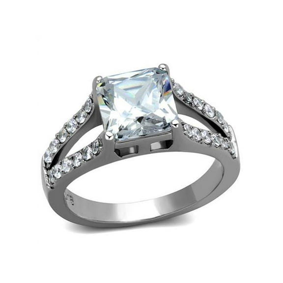 2.75 Ct Princess Cut AAA Zirconia Stainless Steel Engagement Ring Womens Size 7